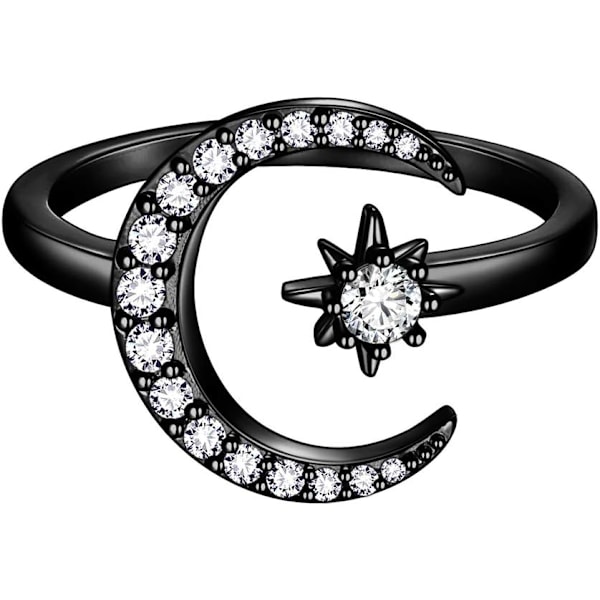 beautlace Tähti- ja Kuu Säädettävät Sormukset 18K Kultaus/Hopea/Musta Gun Plated Puolikuu Tähdet Avoin Sormus Korut Naisille KR0032