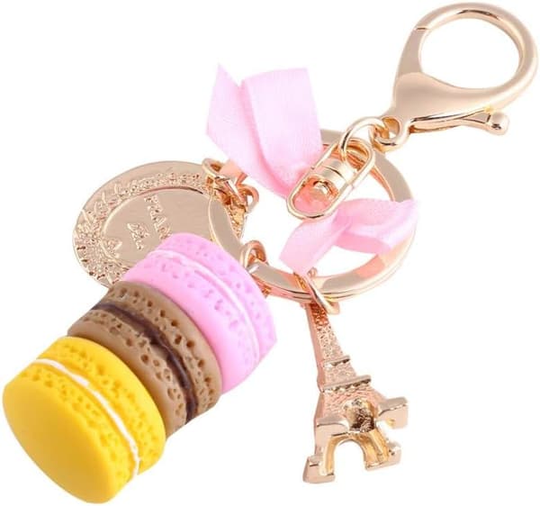 Nøglering (Pink), Legering Mini Macaron Farverig Sød Eiffeltårn Ke