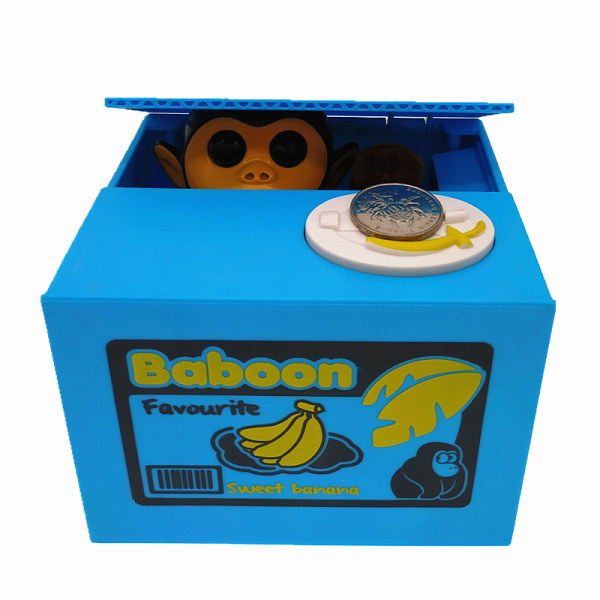 Automatisk apa myntbox sparbössa stjäl pengar apa