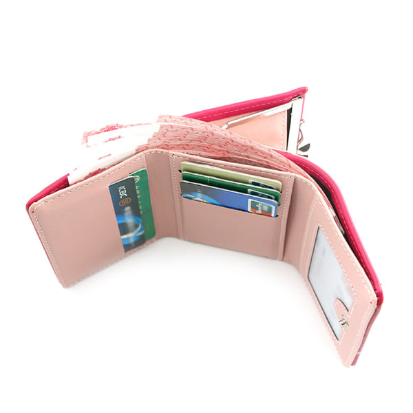 Sort lommebok med stor kapasitet, liten sammenleggbar lærveske for kvinner