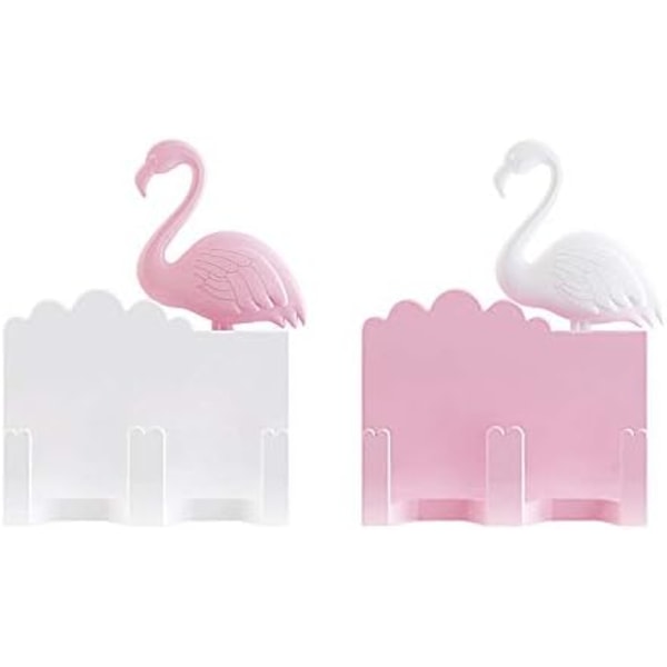 6,6x3,5x7,9 CM2-pack Flamingo Självhäftande Väggkrokar för Hem och Kontor, Barn och Vuxna (FLAMINGO)