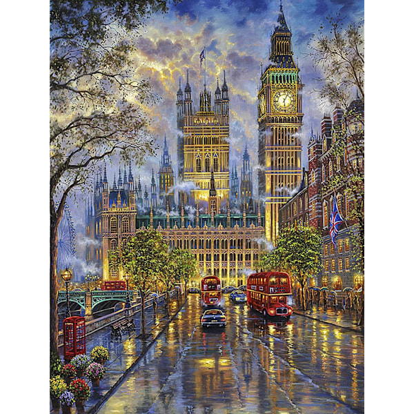 2 stycken Diamantmålning Kit - 16x12 tum Rund Full Borr Big Ben London Diamantkonst Kit för Vuxna