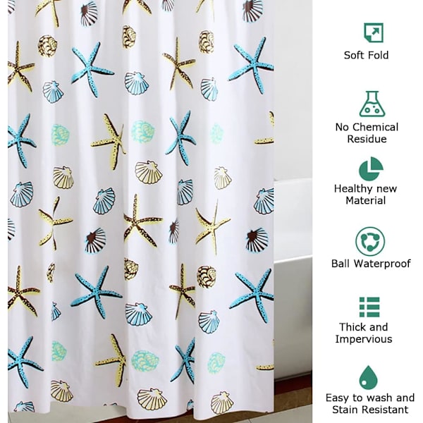 Mildew Resistant Shower Curtains - Ekstra Lange Shower Curtains wit