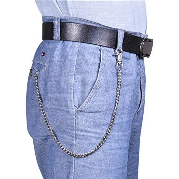 61cm Lommekedje Heavy Duty Lomme Nøglering med Hummerlukninger og 2 Nøgleringe til Nøgler, Tegnebog, Jeans, Bukser, Bælte Loop