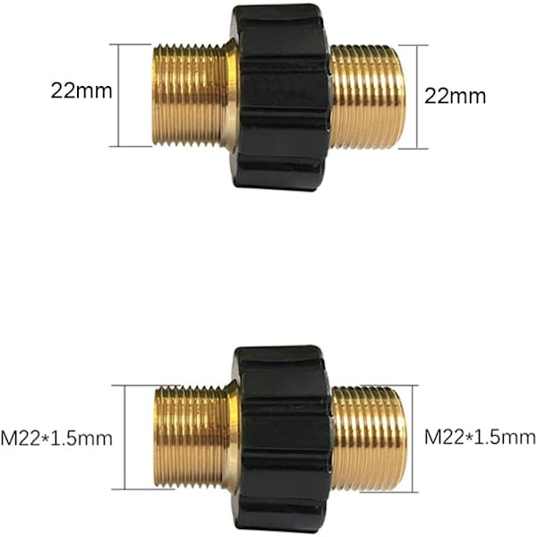 Snabbkopplingskoppling för slang (14 mm diameter) Dubbel hane M22 x 1,5 högtryckstvättadapter kompatibel med Kärcher, Kärcher HD & HDs högtryckstvättslang