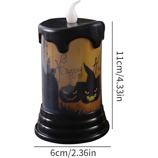 Halloween-lys LED-gresskarlys - Batteridrevne LED-lys - Glitrende LED-batteripillar Ca