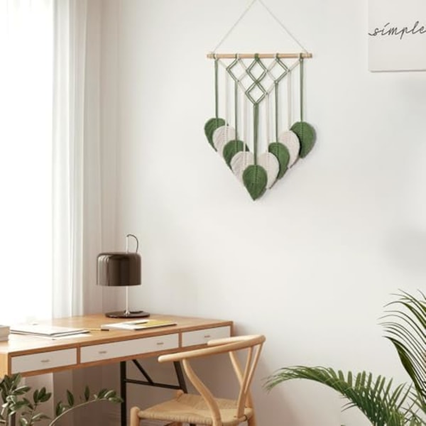 Makrameeseinävaate Boho Käsintehty Kudotut Lehdet Bohemian Chic Kotiseinän Koristelu Moderni Geometria Lehti Taide Tapestry Koriste