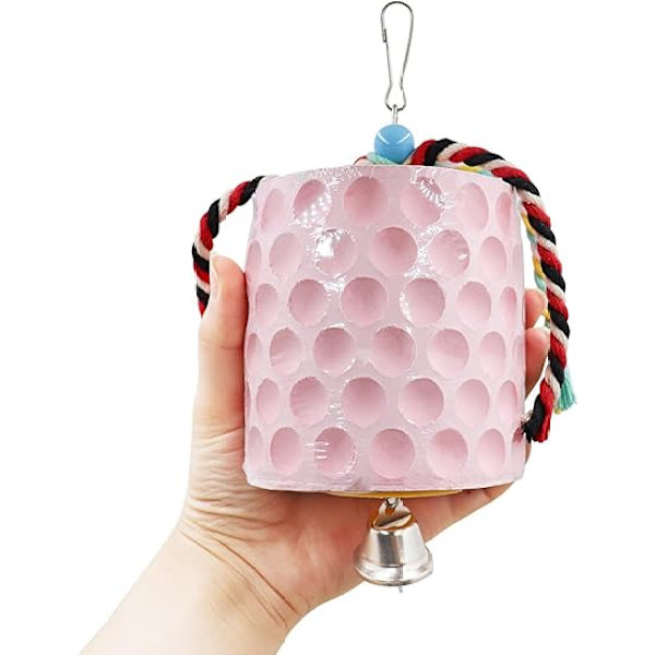 Erittäin suuri lintujen pureskelulelu, 5,8×5,8×12cm Papukaijan nokan hiomakivet kelloilla, lintuhäkin tarvikkeet, häkkilelut papukaijoille