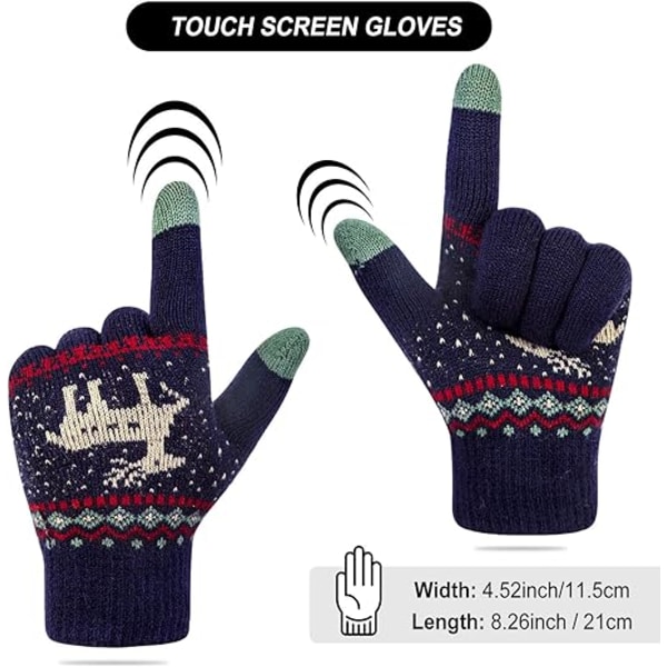 2 stk. Vinter Touch Screen Hansker Hjort, Varm Fleeceforet Teksting G