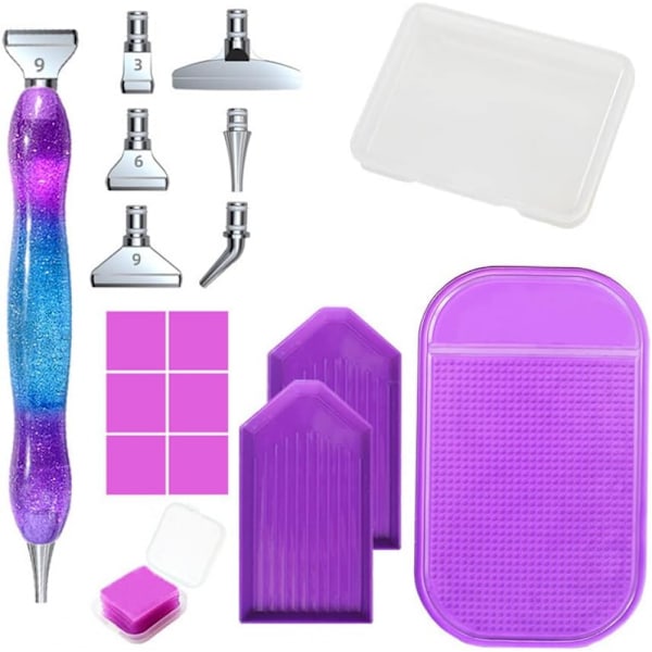 Diamantmaling Penner Kits Diamantkunst Penner 5D Diamantmaling Tilbehør Verktøy Purple