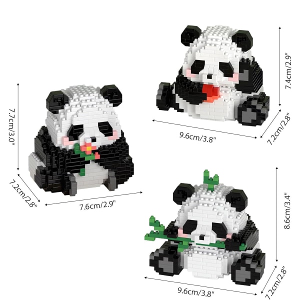 (Jul) 3 i 1 Panda Byggklossar Byggleksaker Djur Tegel