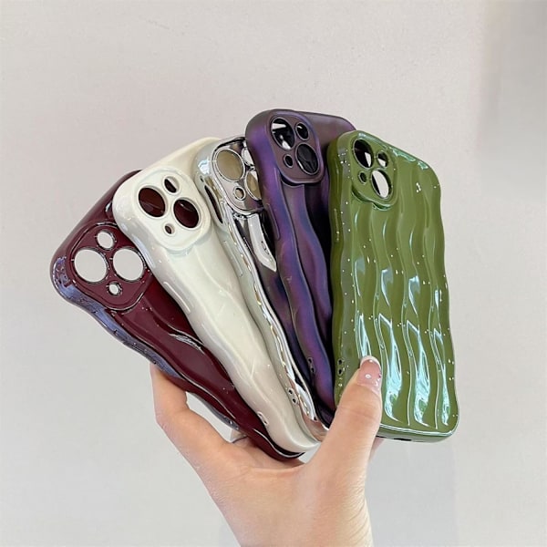 Aaltokuori iPhone 16 Pro Maxille, söpö 3D-vesiaaltokuvioinen kihara aaltokehys naisille ja tytöille, sähköpinnoitettu puskurikuori