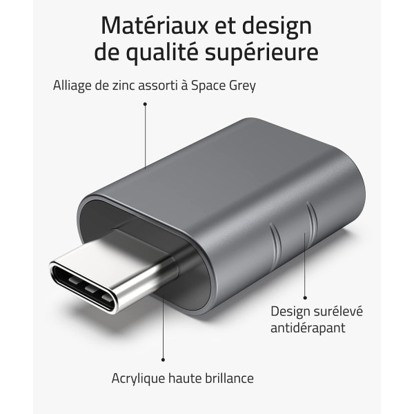 USB C til USB-adapterpakke med 2 USB C hann til USB3 hunn, Adapt
