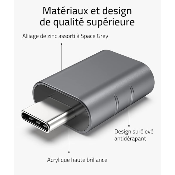 USB C - USB -sovitin, 2 kpl, USB C -uros USB3 -naarasliitäntään, sovitin