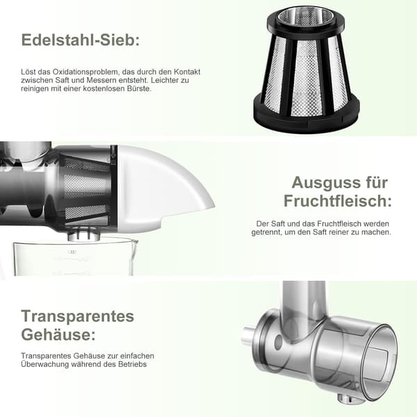 Saftpresser til - Saftpresser Tilbehør til - BPA-fri Koldpresset Saftpresser til Frugt og Grøntsager - Tilbehør