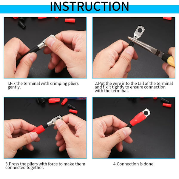 120 stk. crimp terminal sæt, kobber bolt hul elektriske terminaler, batteriterminaler kabel terminaler ring S