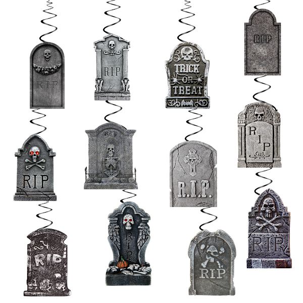 12 stycken gravsten hänge dekoration mini dekorativ utomhus dekor foto rekvisita Halloween insats gravsten