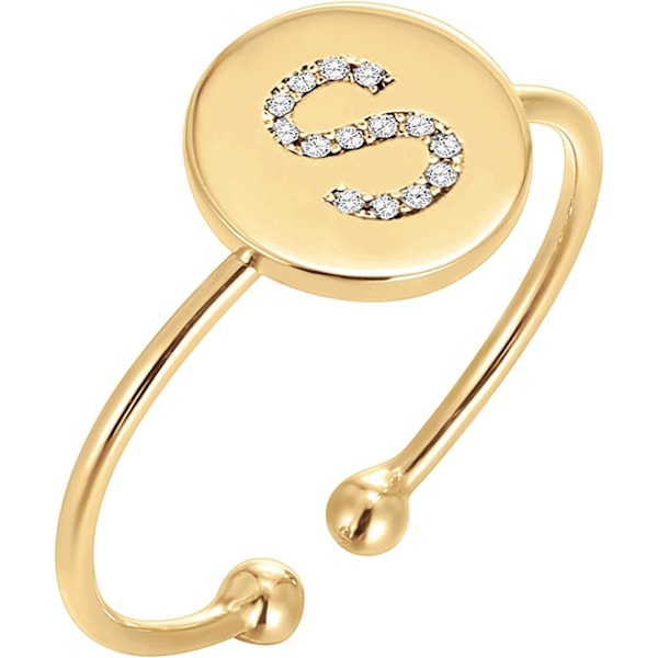 14K Guldpläterad Initialring Stapelbara Ringar för Kvinnor | Mode Ringar
