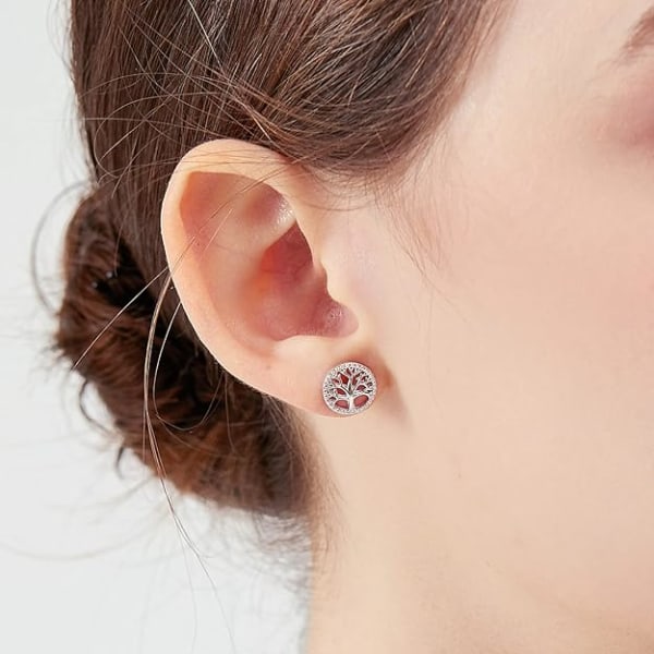 Livets träd örhängen för kvinnor 925 sterling silver för födelsedag