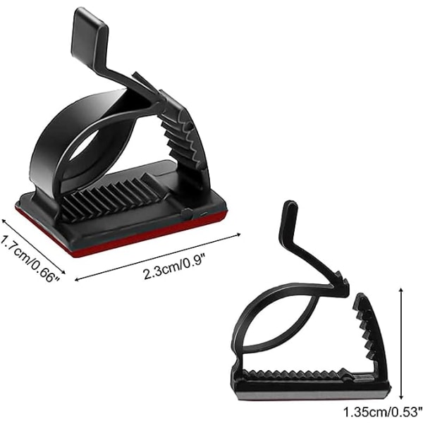 50 stk. justerbare kabelstyringsklemmer, klæbende kabel eller