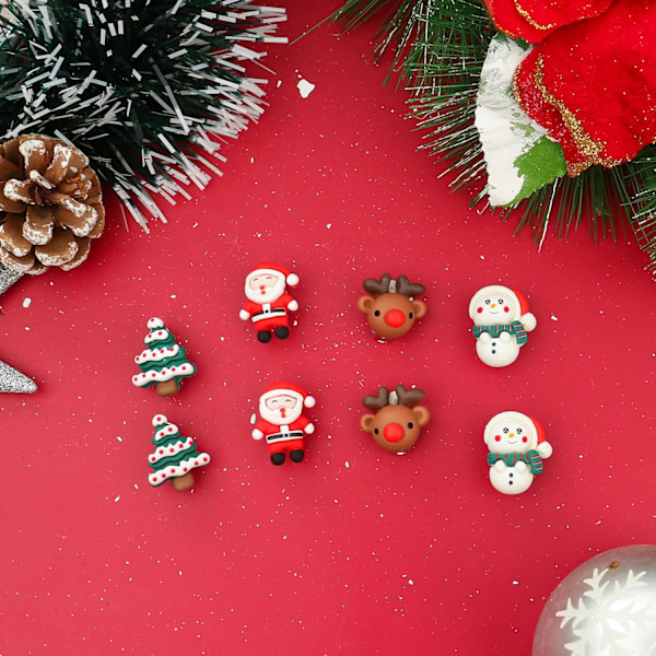 1,9×2,2×0,5cm 4 Par Jul-Klippörhängen för Kvinnor Tonåringar Söta Julgran Tomte Snögubbe Klippörhängen