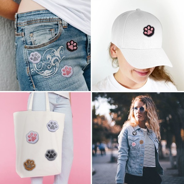 14 stk. Paw Print Strygemærker til Tøj, Stryge/Sy på Broderi Applikationsmærker, Søde Pote Dekorerende DIY Håndværksmærker til Kjoler Jeans Hatte Sko S