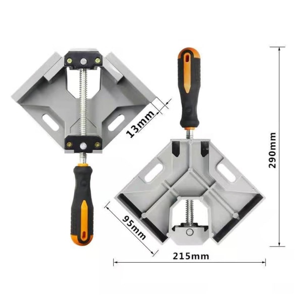 Hjørneklemme, [2 PAKK] 90° Aluminiumlegering Hjørneklemme, Rettvinklet Klemmeverktøy med Dobbel Ha