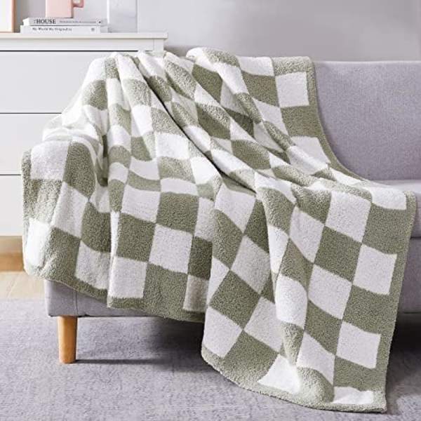 Ternet Kastanjetbrun Mikrofiber Blød Hyggelig Fluffy Varmt Håndlavet Kastanjetæppe til Sofa, Stol, Seng