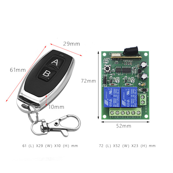 Sikker fjernkontrollbryter DC 12V trådløs 433Mhz RF 10A relé