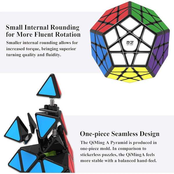[3 Pakke] Speed ​​Cube Sæt, Magic Cube Pyramide Speed ​​Cube f
