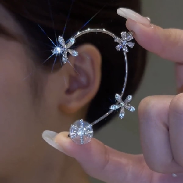 Et par roterende blomstrede ørebøjler uden ørehuller ørehænger