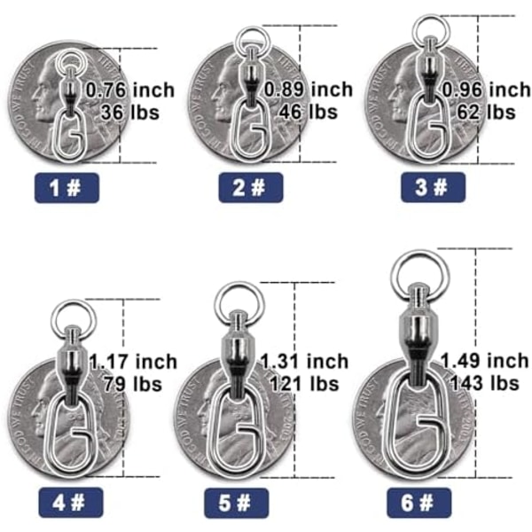 22mm Kugleleje Drejeskiver med Oval Split Rings - 25 stk. Snap Drejeskiver Fiskeri Tackle Saltvand Ferskvand