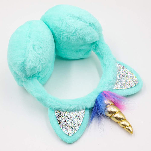 Sööt Rainbow Unicorn -korvanlämmittimet naisille, lapsille ja tytöille, taitettavat lämpimät pehmeät plushiset mukavat ulkokäyttöön talvella