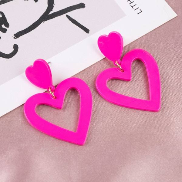 5×4×0,6 cm Dobbel Hjerte Øredobber Henge Hjerte Dråpe Øredobber For Kvinner Kjærlighet Hjerte Henge Øredobber Valentinsdag Mor