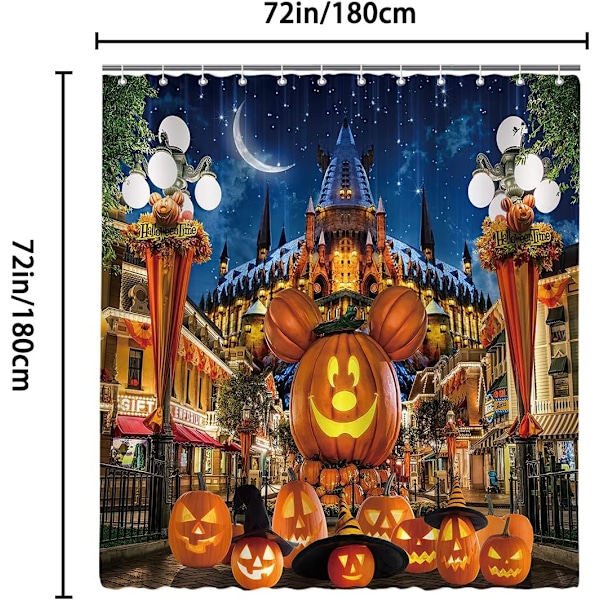 1 stk Halloween Bruseforhæng til Badeværelse Børn Tegneserie Græskar Troldmandshue Måne Slot Stjerne Gadelampe Polyester Fab