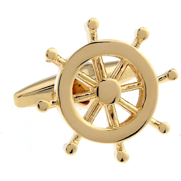 Skeppsratt Cufflinks i Presentask & Putsduk
