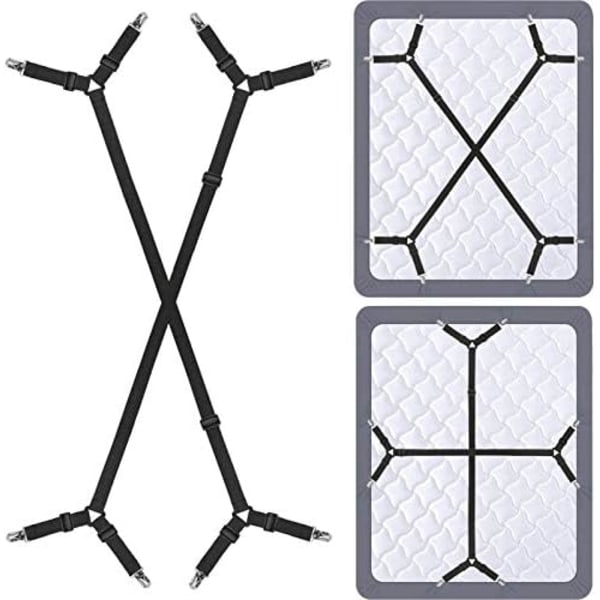 70-280cm 2-pack svarta lakanhållare - Justerbara lakanhållare, lakanclips, fästen som håller lakanen på plats