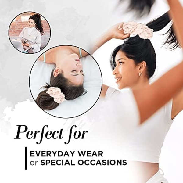 Satiini Brunch Scrunchie, Pehmeämpi kuin Silkki Scrunchies Naisille, Jumbo Satiini Hiustenkki Paksuille ja Ohuille Hiuksille, Kulunut Punertava