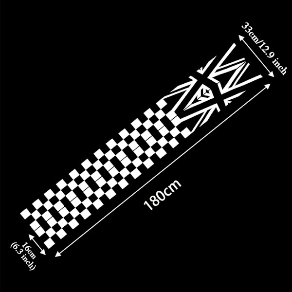 (Hvid) 1 par 18cm Racing Ternet Flag Side Stripe Stickers Gitter Grid Stripe Grafik Vandtæt