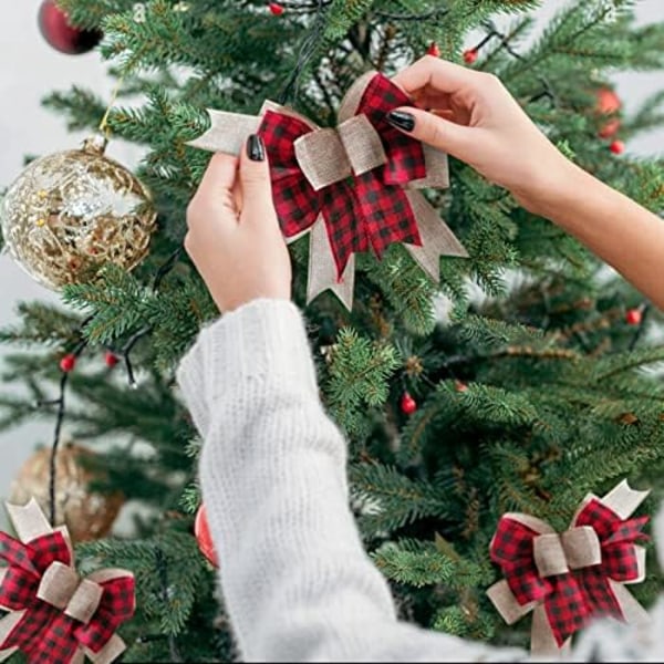 Julgransslinga med Rutigt Buffeltyg, Rustik Burlap, för Festlig Bröllops- och Köksprydnad