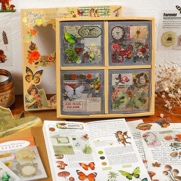 Floral Scrapbook Sticker Pack, Scrapbog Sticker Kit, Æstetiske naturlige planter og blomster, Scrapboo