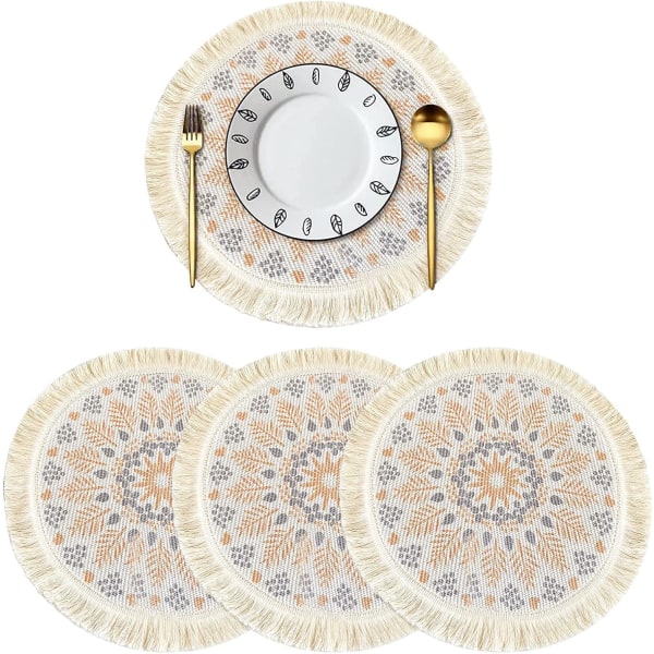 Set med 4 tvättbara bordsunderlägg, 35 cm/13,7 tum, värmebeständiga och halkfria