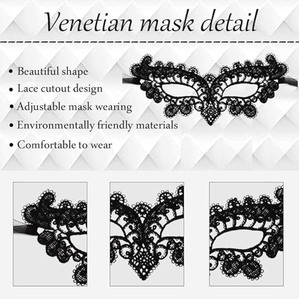Blondemaske, sexy venetiansk mascara blonder svart ballmaske Halloween-fest，Halloween-fest og danseøye