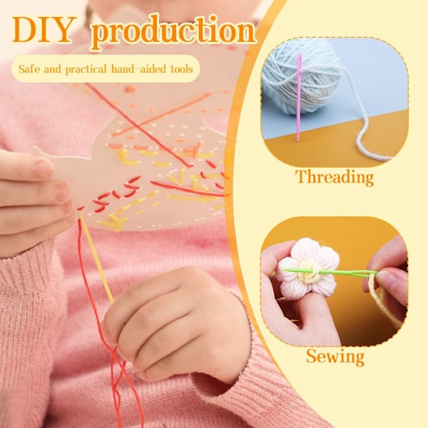 50 STK Plast Garnnåler 7 cm Fargerike Store Øye Synåler Plastnåler for Garn DIY Søm Håndlagde Håndverk