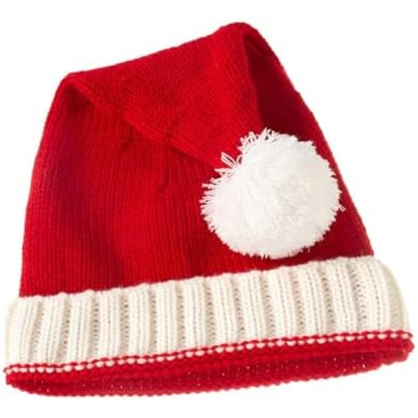 Jultomte Stickad Mössa för Vuxen, Röd Vit Vintermössa Beanie Skull Caps för Kvinnor & Män