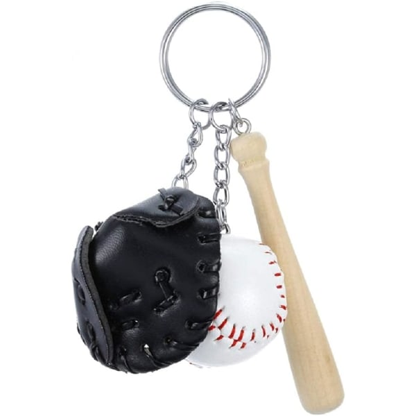 (Svart) Mini Baseball Bat Glove Shaped Keychain Kreativ Nøkkelring Anheng Gave