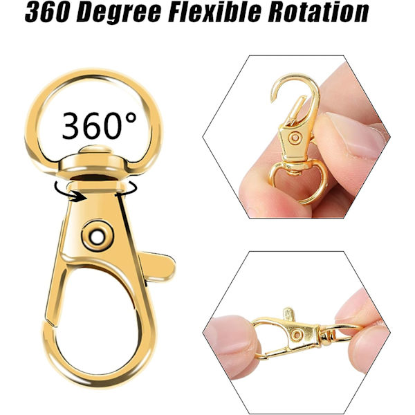 100 kpl/erä Kultaisia Kierrettäviä Lanyard-Solkia Avaimenperillä, Lobstereilla