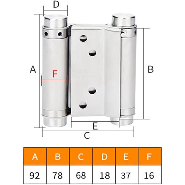 Swing Door Hinge 1 Piece 92 mm Double Hinges