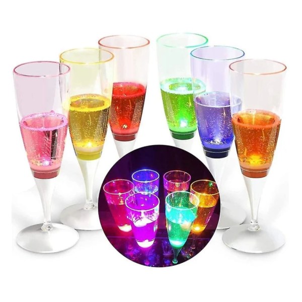 (A)6-pack led-viinilasin samppanjahuilut syttyvät lasi-LED-neste