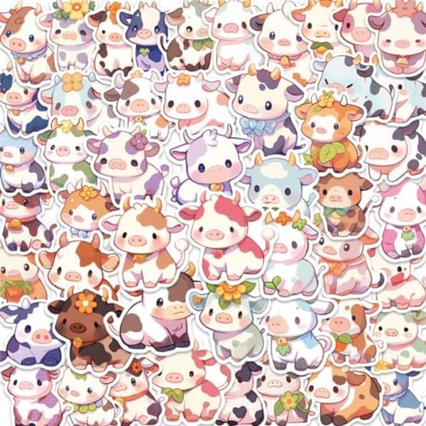 Cute Cow Stickers 50pcs Kawaii Cartoon VSCO Stickers Toy Stickers for Water Bottles Laptop Book Graffiti Waterproof Viny